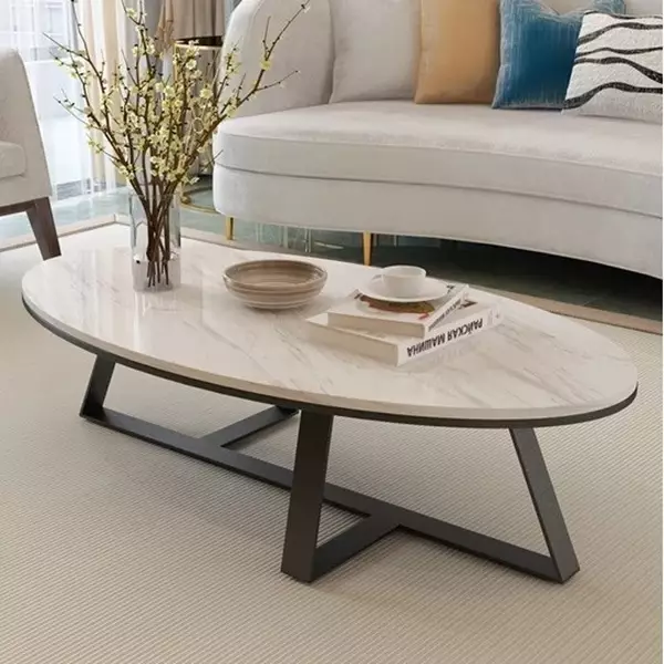 Bàn sofa mặt đá – hình bầu dục
