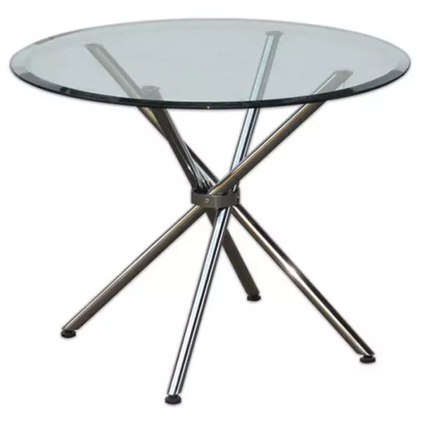 Bàn tròn kính chân inox